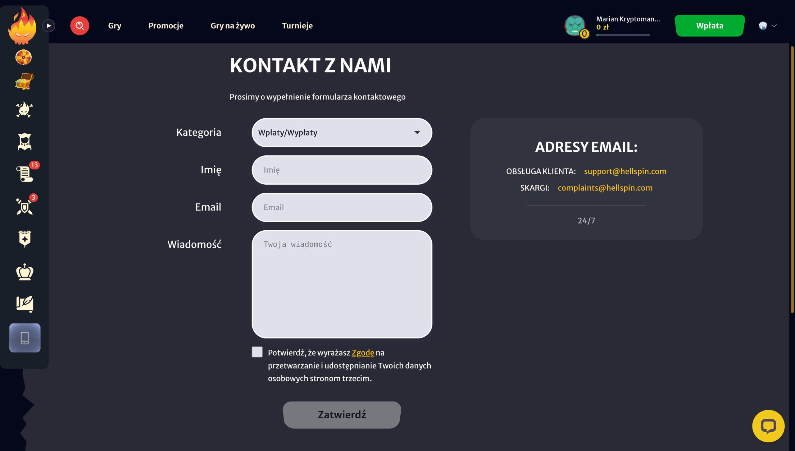 Kasyno Hellspin Obsługa klienta